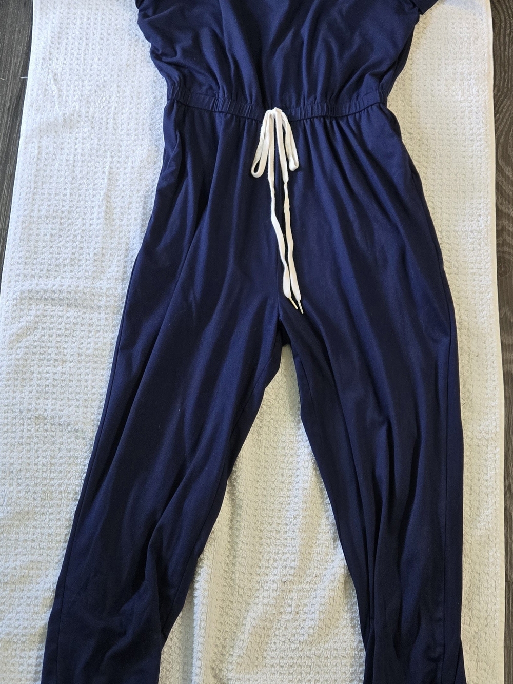 SHEIN Navy Jumpsuit with White Drawstring